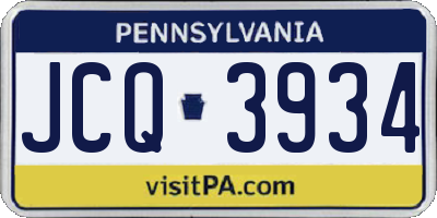 PA license plate JCQ3934