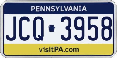 PA license plate JCQ3958