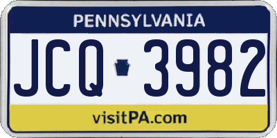 PA license plate JCQ3982