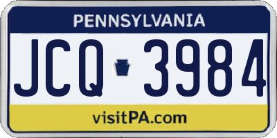 PA license plate JCQ3984