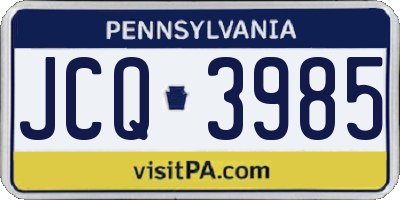 PA license plate JCQ3985