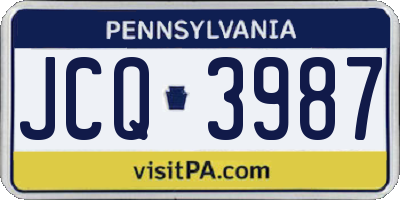 PA license plate JCQ3987