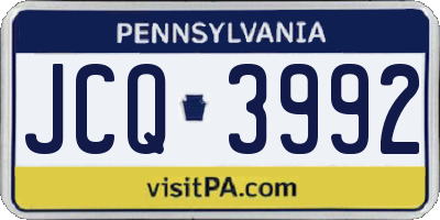 PA license plate JCQ3992