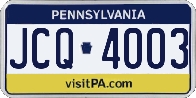 PA license plate JCQ4003