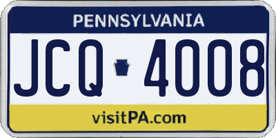 PA license plate JCQ4008