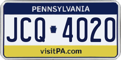 PA license plate JCQ4020