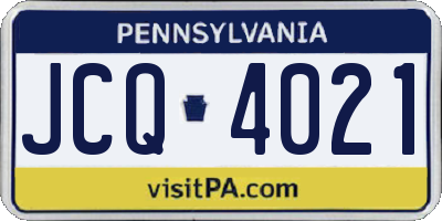 PA license plate JCQ4021
