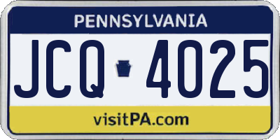 PA license plate JCQ4025