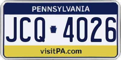 PA license plate JCQ4026