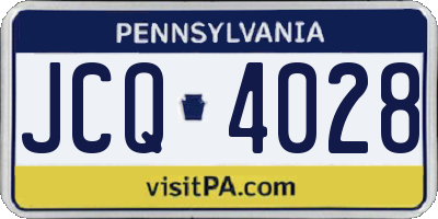 PA license plate JCQ4028