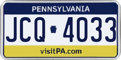 PA license plate JCQ4033