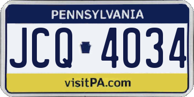 PA license plate JCQ4034