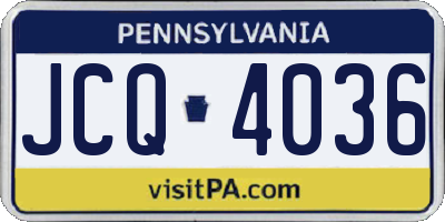 PA license plate JCQ4036
