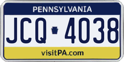 PA license plate JCQ4038