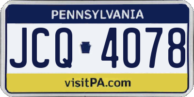 PA license plate JCQ4078