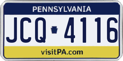 PA license plate JCQ4116