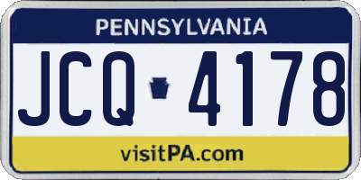 PA license plate JCQ4178