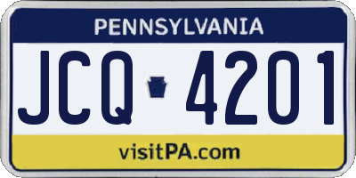 PA license plate JCQ4201