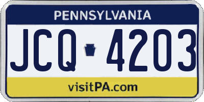 PA license plate JCQ4203