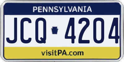 PA license plate JCQ4204