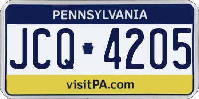 PA license plate JCQ4205