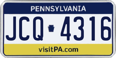 PA license plate JCQ4316