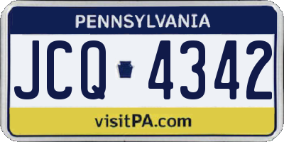 PA license plate JCQ4342