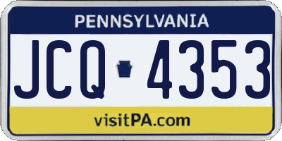 PA license plate JCQ4353