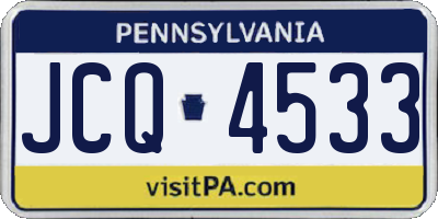 PA license plate JCQ4533