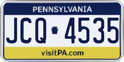 PA license plate JCQ4535