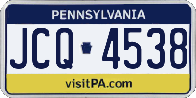 PA license plate JCQ4538
