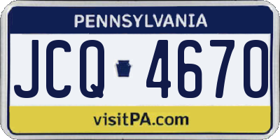 PA license plate JCQ4670