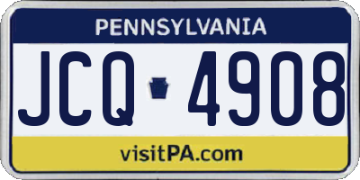 PA license plate JCQ4908