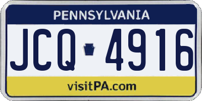PA license plate JCQ4916