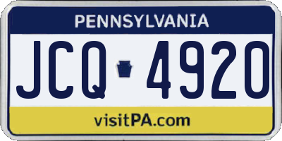 PA license plate JCQ4920