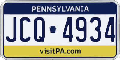 PA license plate JCQ4934