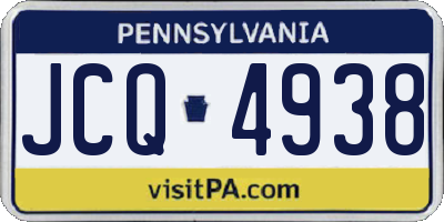 PA license plate JCQ4938