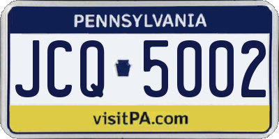 PA license plate JCQ5002