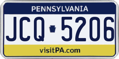 PA license plate JCQ5206