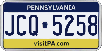 PA license plate JCQ5258
