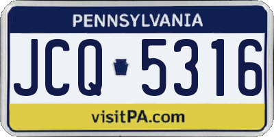 PA license plate JCQ5316