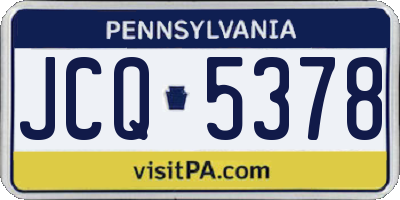 PA license plate JCQ5378