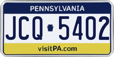 PA license plate JCQ5402