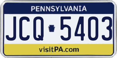 PA license plate JCQ5403