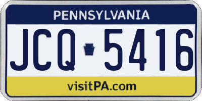 PA license plate JCQ5416