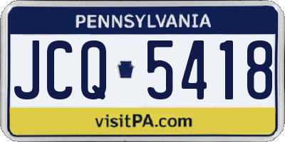 PA license plate JCQ5418
