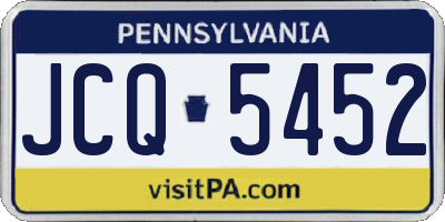PA license plate JCQ5452