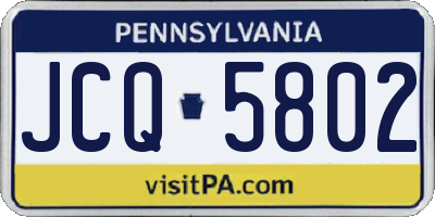 PA license plate JCQ5802