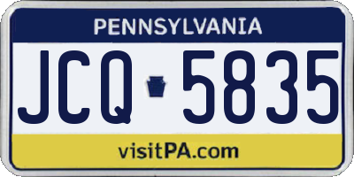 PA license plate JCQ5835