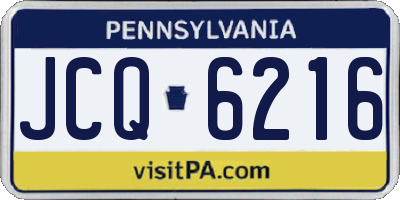 PA license plate JCQ6216